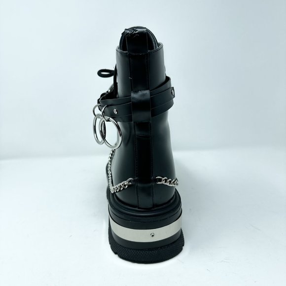 **SOLD**Koi Borin Metal Hardware Platform Combat Boots Black Mens 10 Chains - Picture 8 of 16